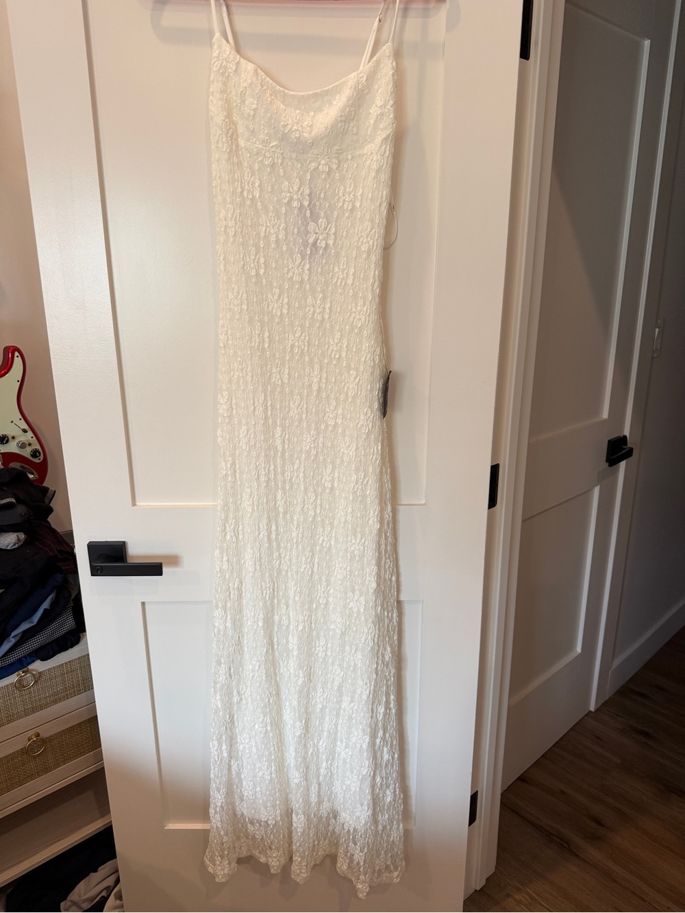 Lulu's Ivory Lace Spaghetti-Strap Maxi Dress